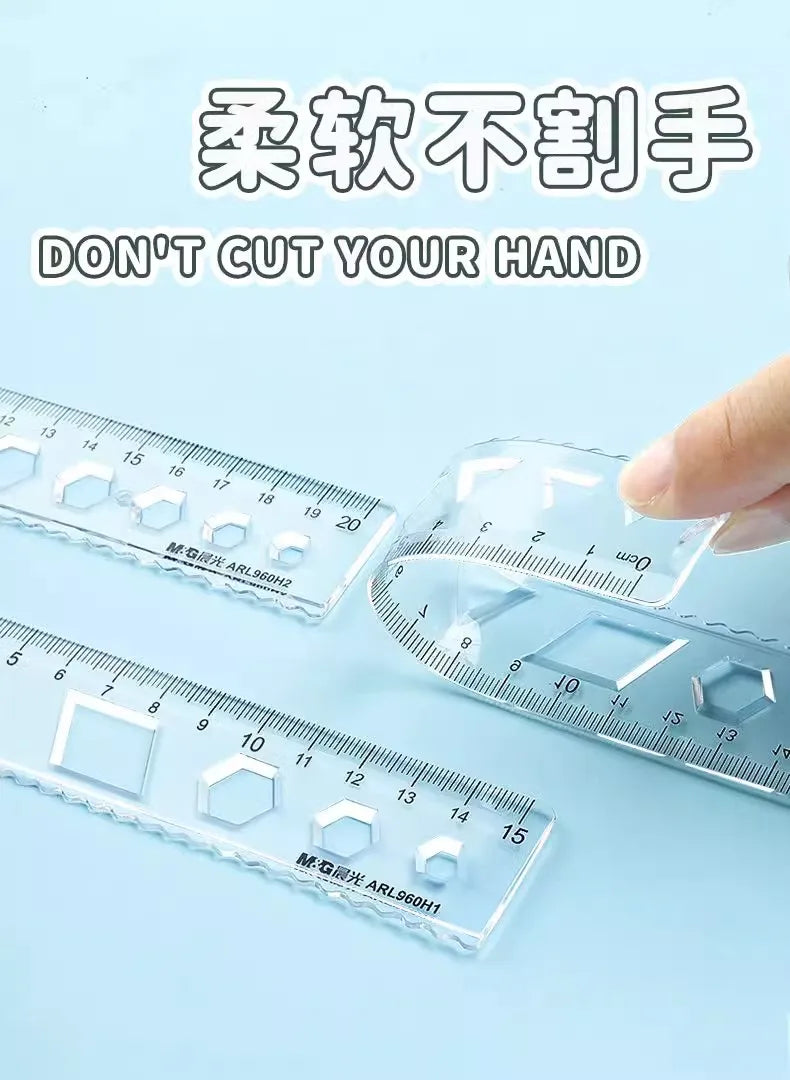 M&G Soft Straight Ruler Transparent 15/20cm Ruler Wave Ruler Painting Drawing Tool Bendable Multifunctional Creative Drawing Rul