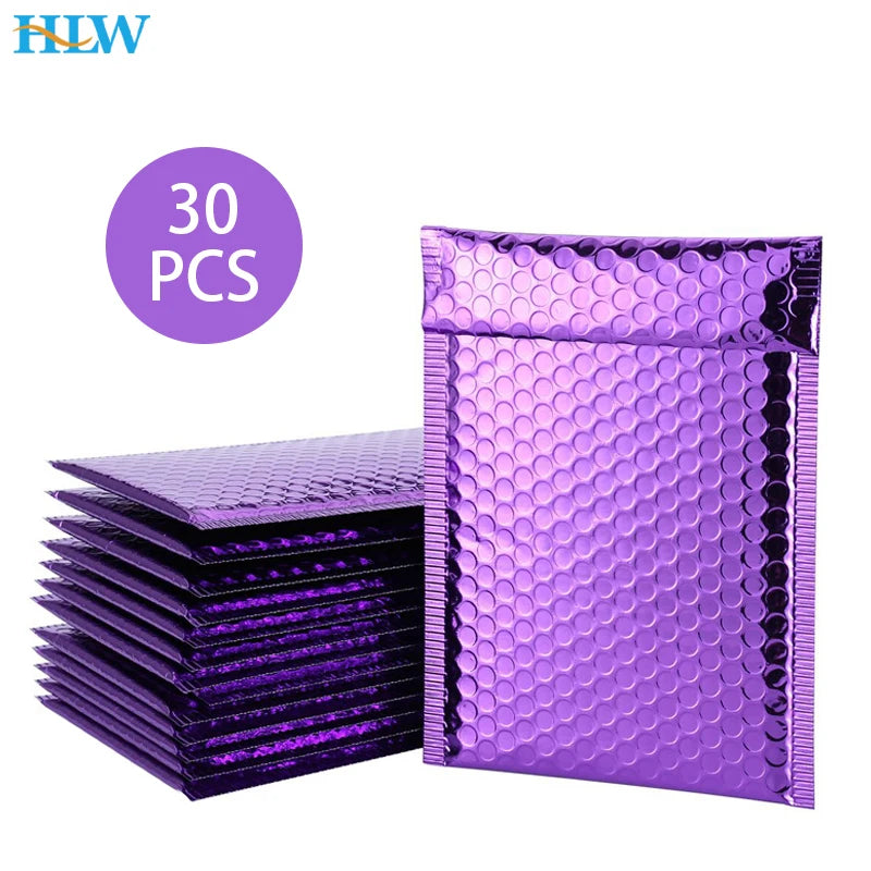 30pcs/lot Rose Gold/Silver/Purple/Blue Packaging Shipping Bubble Mailer Plastic Padded Envelopes Gift Bag Mailing Envelope Bag