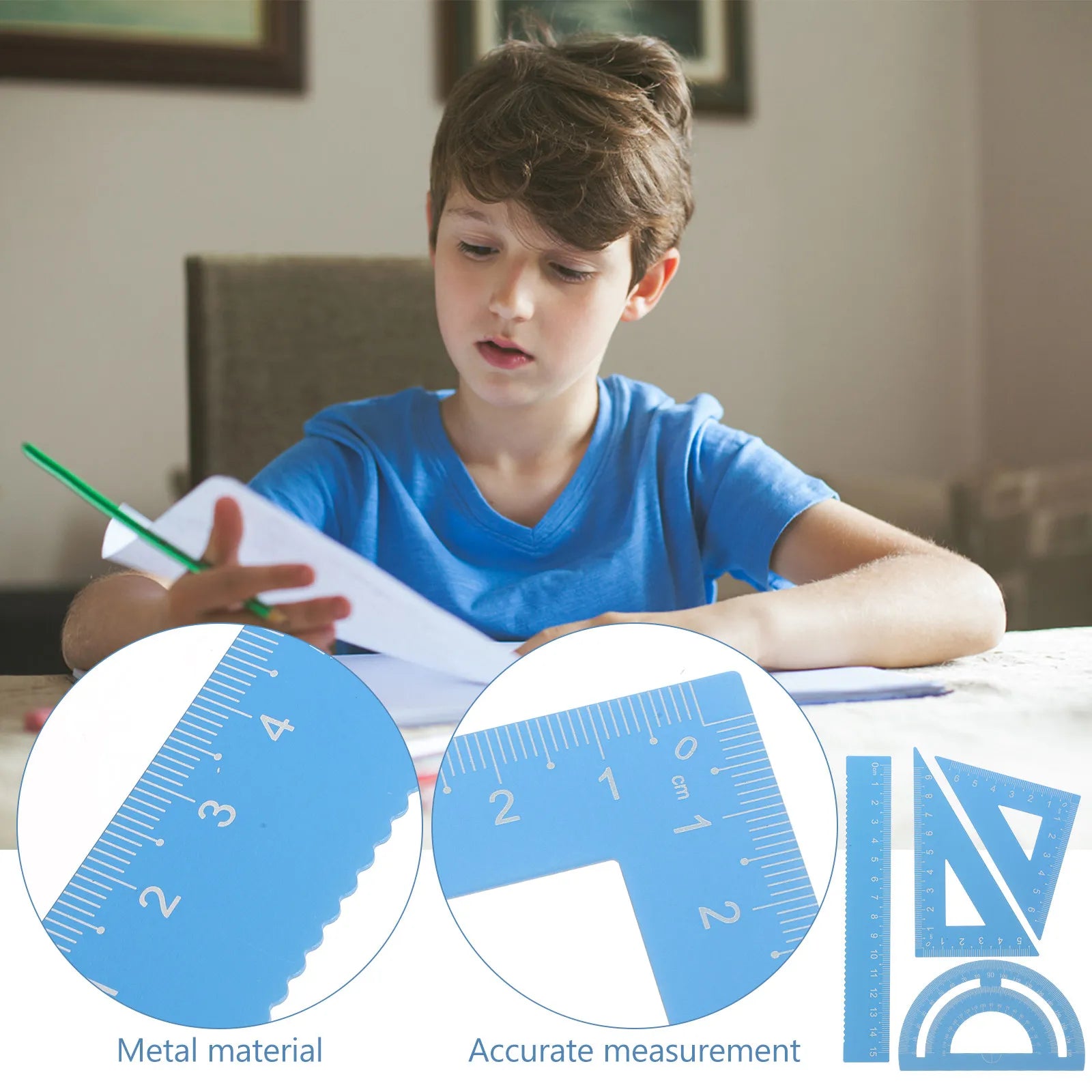 1Set Professional Multi-Functional Ruler Protractor Kit Geometry Measuring Tool for Classroom Office Home Architecture Drawing