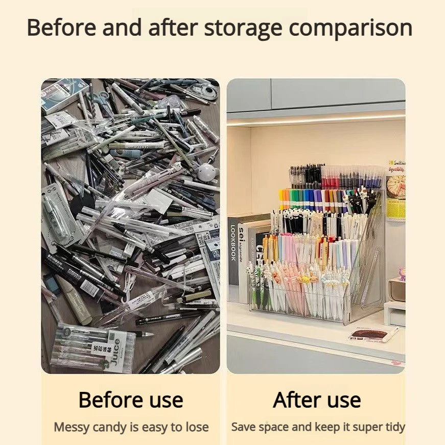 1PCS Large-Capacity Acrylic Desk Divider Watercolor Pencil Organizer Stationery Storage Rack Marker Holder for Office & School S