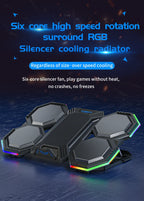Jomaa RGB Gaming Laptop Stand Air Cooler Notebook Stand Holder with 6 fans Cooling Fan Base Suit for 12-17 inch Laptop