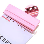 Adjustable 6-Hole Desktop Punch Puncher for A4 A5 A6 B7 Dairy Planner Organizer Six Ring Binder with 6 Sheet Capacity