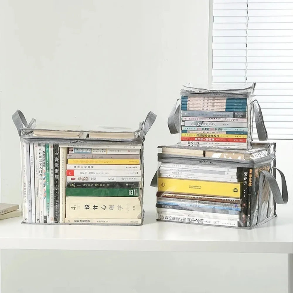 Large capacity foldable storage box student dormitory classroom book storage box transparent waterproof home book box.