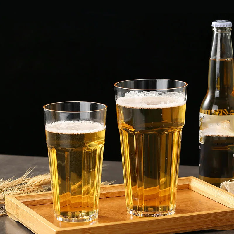 Acrylic Plastic Beer Mug PC Anti-fall Water Cup Heat-resistant Wine Glass Transparent Octagonal Cups KTV Bar Kitchen Restaurant
