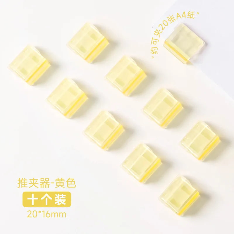 10PC Acrylic Push Clip Pusher Transparent Paper File Document Classification Clips Stationery Index Holder Clamp Office Sorting