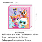 Superkitties Happy Birthday Party Decor Paw Meow Cat Super Kitties Tableware Tablecloth Plate Cup Gift Set Kid Party Supplie Toy
