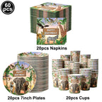 Jungle Disposable Paper Plate Napkin Cup Safari Animal Party Supplies for Baby Shower Safari Jungle Theme Birthday Decoration