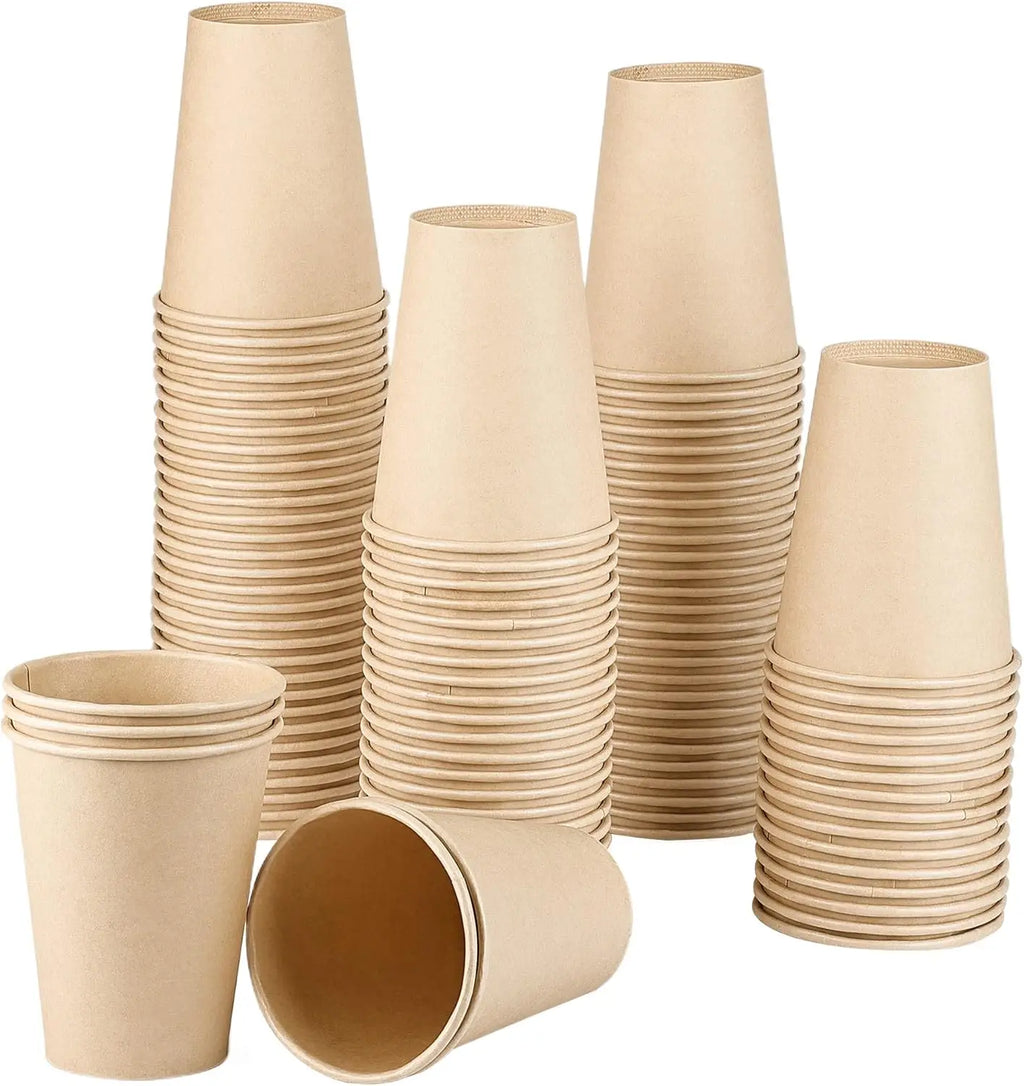 8 oz Bamboo Fiber Paper Cups Brown Kraft Disposable Coffee Cups Unbleached Cups for Hot/Cold Beverage Party Picnic Travel Events