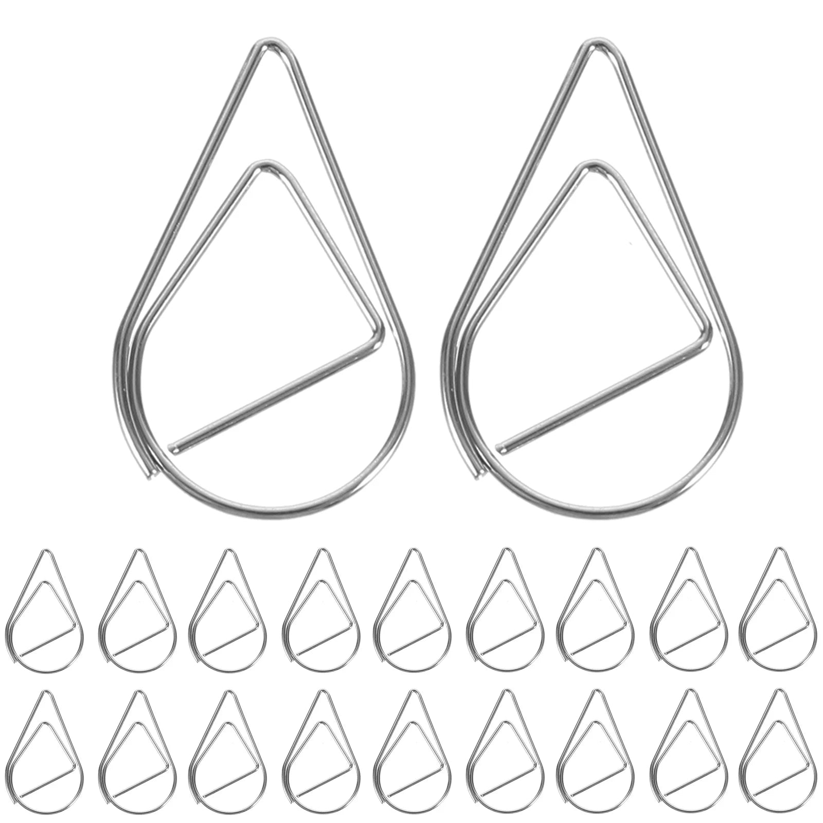 50pcs Modeling Paper Clips Metal Material Water Drop Shape Golden Silver Black Colored Bookmark Memo Clips Office Stationery