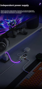 HMLAB ZNEO Gaming USB Hub - 2-to-3 Port, 8K Hz Speed, Independent Power & Built-in Screen, Stylish Gaming Desk Essential - HEMU