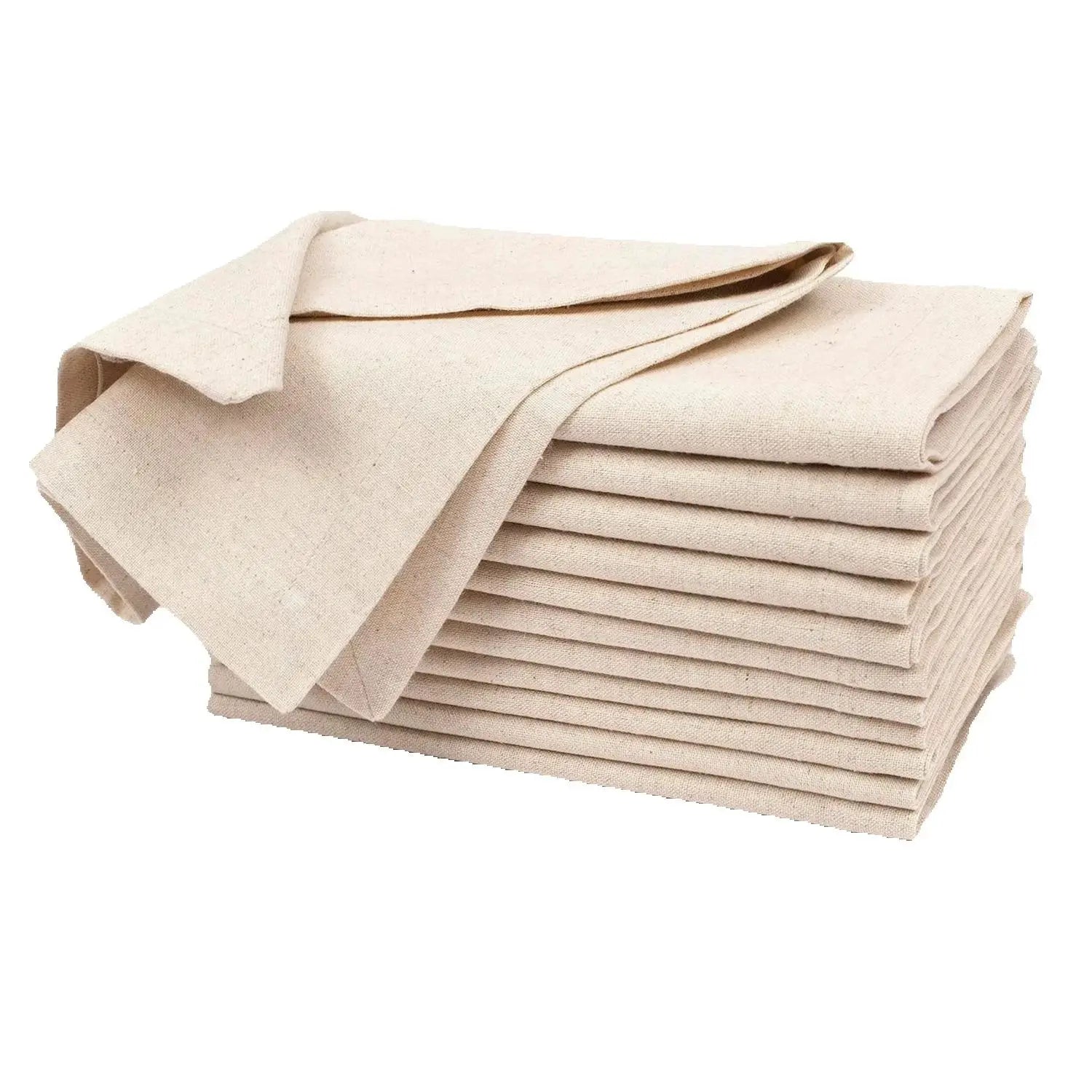 Set of 12 Linen Flax Cotton Cloth Dinner Napkin Natural Fabric Napkins Mitered Corners Wedding Napkins Dinner Napkins