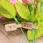 100PCS Multi Style Ring Folded Labels White/Kraft Handmade with Love Ring Price Labels Jewelry Tag Sticker Labels 6*1.2cm