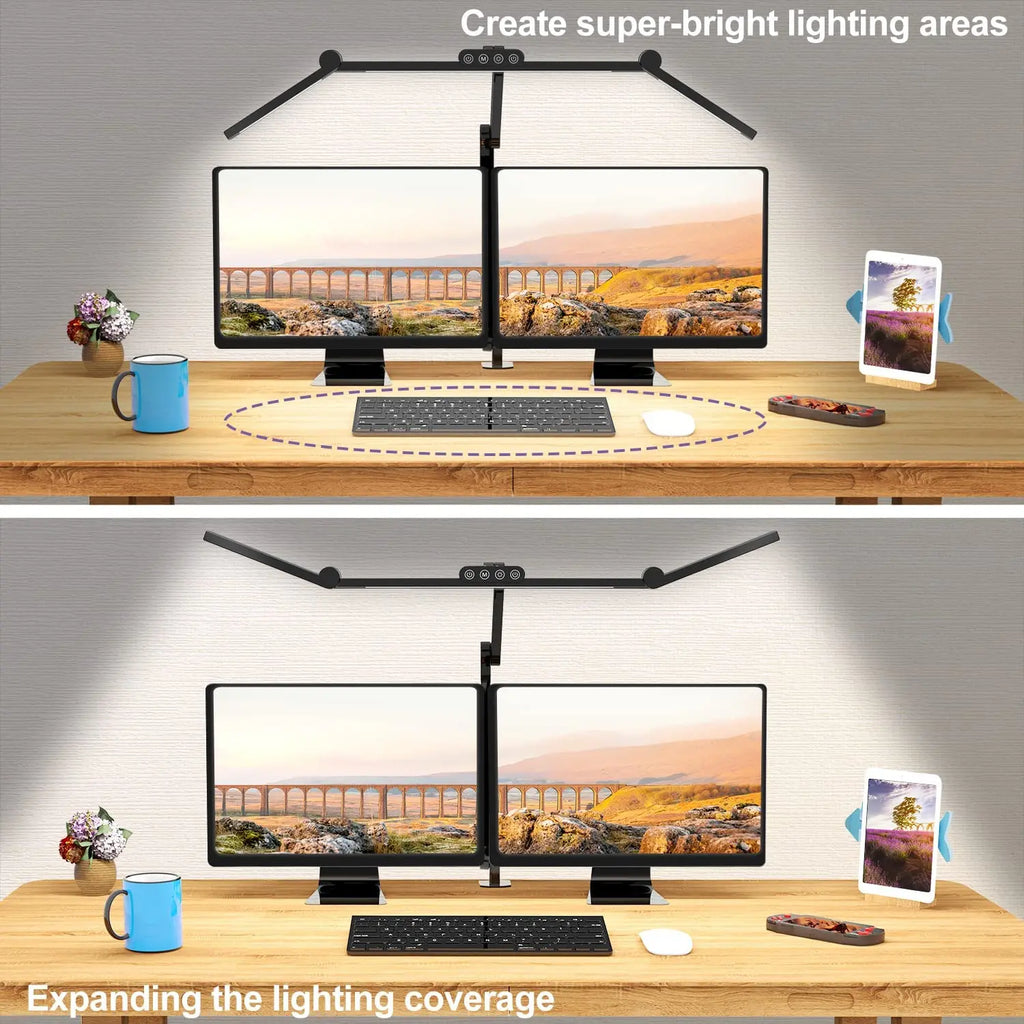 28.2" Large Transformable LED Desk Lamp with Clamp, Architect Ultra Bright 24W Light, Auto Dimming and Sensor Design for Office