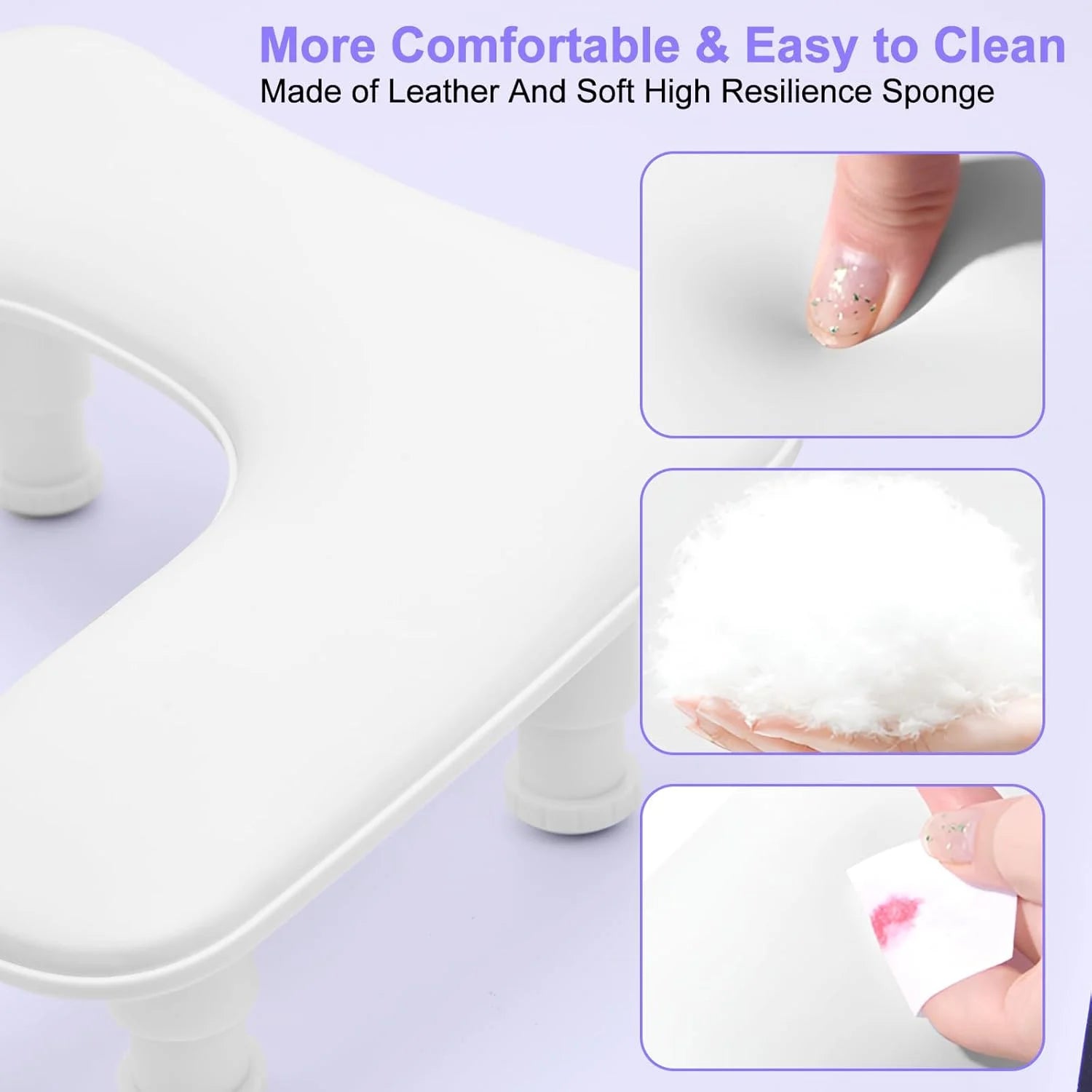 Upgraded U-Shaped Nail Arm Rest Adjustable Rotating Height Manicure Hand Rest Pillow Cushion for Nail Tech Salon Home Use