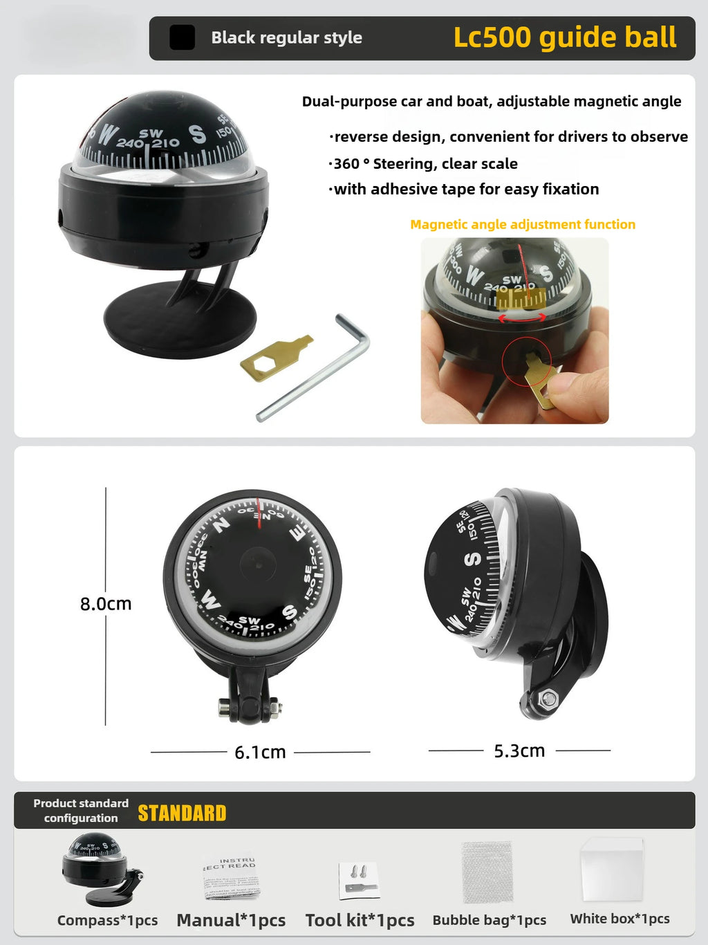 High Precision LED Light Pivoting Compass Navigation Electronic Compass For Marine Boat Car