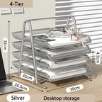 Sliding Paper Tray Organizer Metal Mesh Desktop File Storage Rack Document Letter Holder for Office Home School Classroom