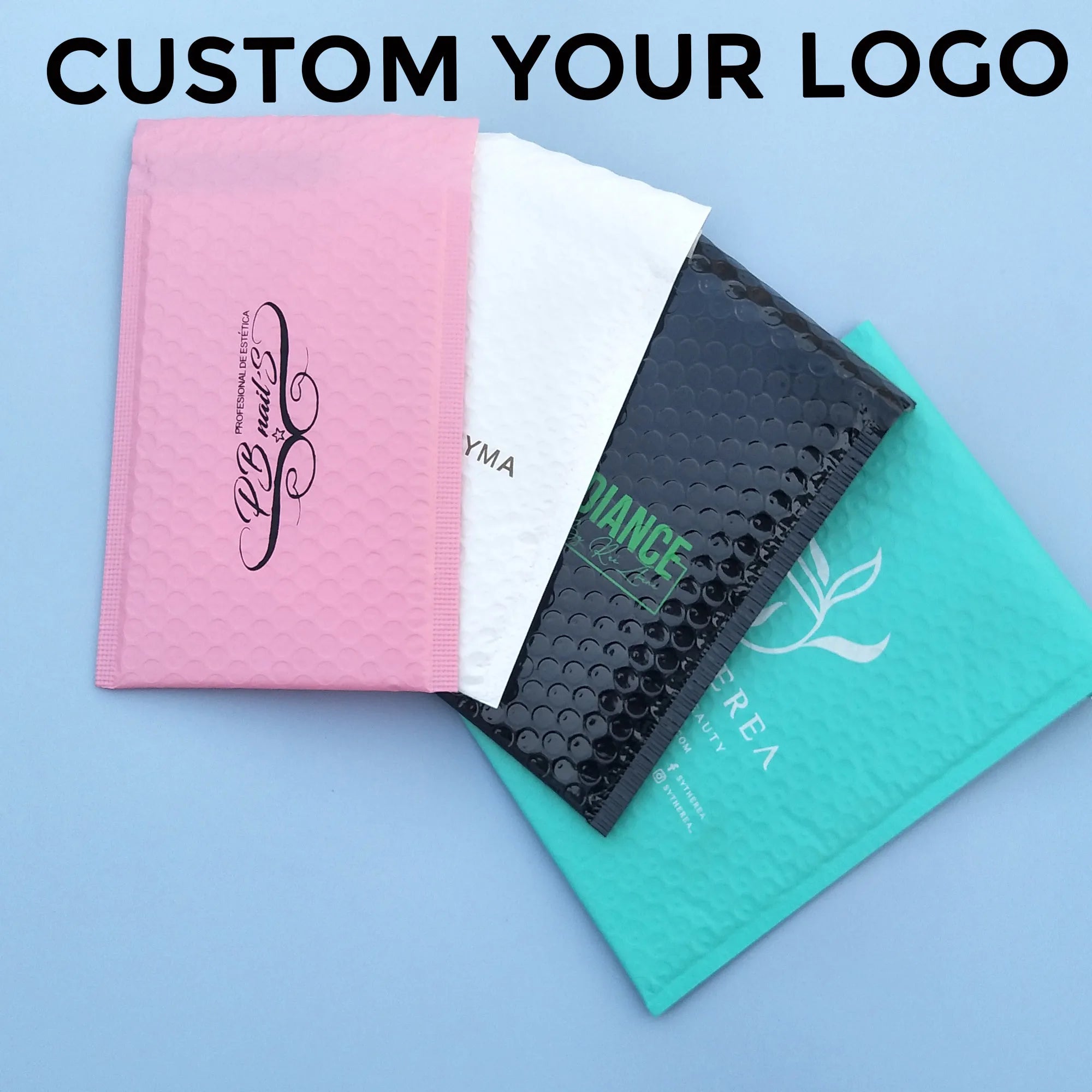50pcs Poly Bubble Envelope Bags with Logo Printed Padded Shipping Envelopes With Bubble Mailing Bag Shipping Gift Packages Bags