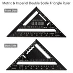 Metric & Imperial Scales Aluminum Alloy Angle Triangle Ruler 45cm T Square Acrylic Ruler Measuring Tool Set for Carpentry