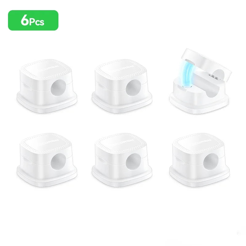 ROCOREN Magnetic Cable Organizer Self Adhesive Wire Holder Under Desk Adjustable Cable Management Wire Keeper Cable Holder Clips 6-30PCS