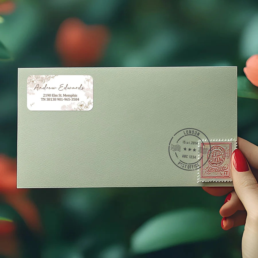 Personalized Floral Mailing Stickers - Self-Adhesive Address Labels for Business/Stationery,Custom Design & Recyclable Material‌