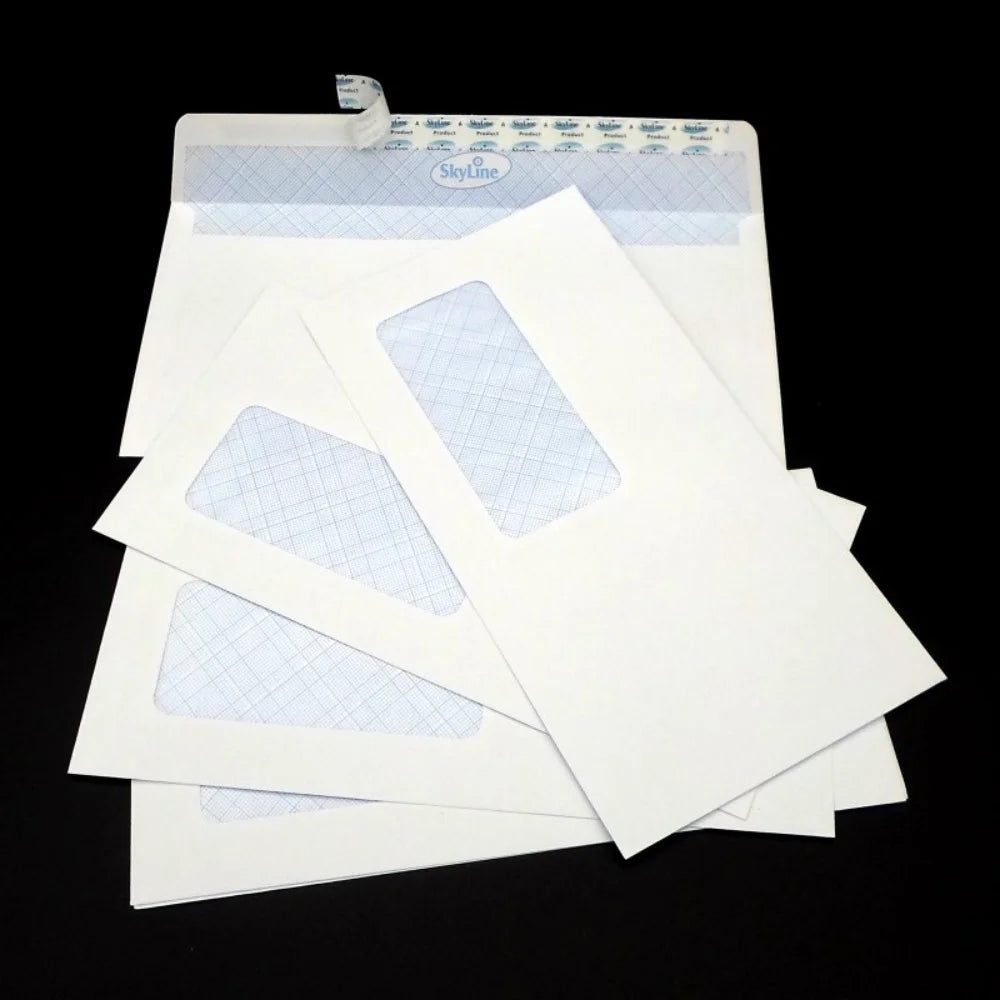 115x225mm 50pcs Vintage White Paper Air Mail Envelopes Invitation Letter Envelopes with Window Security Envelopes with Window