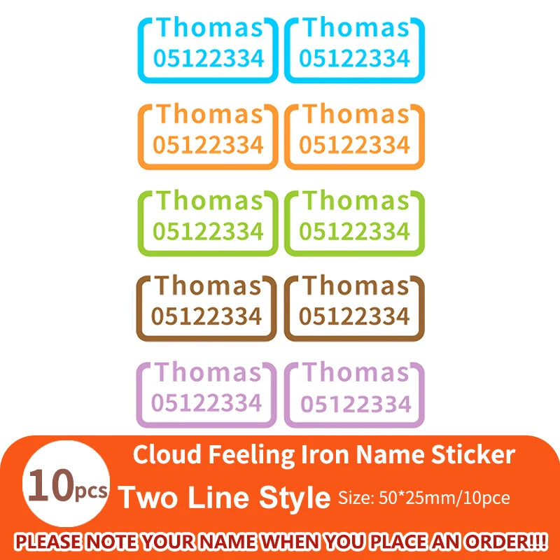 Custom Clothes Ironing Name Sticker Personalized Washable Stickers  Heat Transfer Labels on Fabric Clothing Babysuit Tags