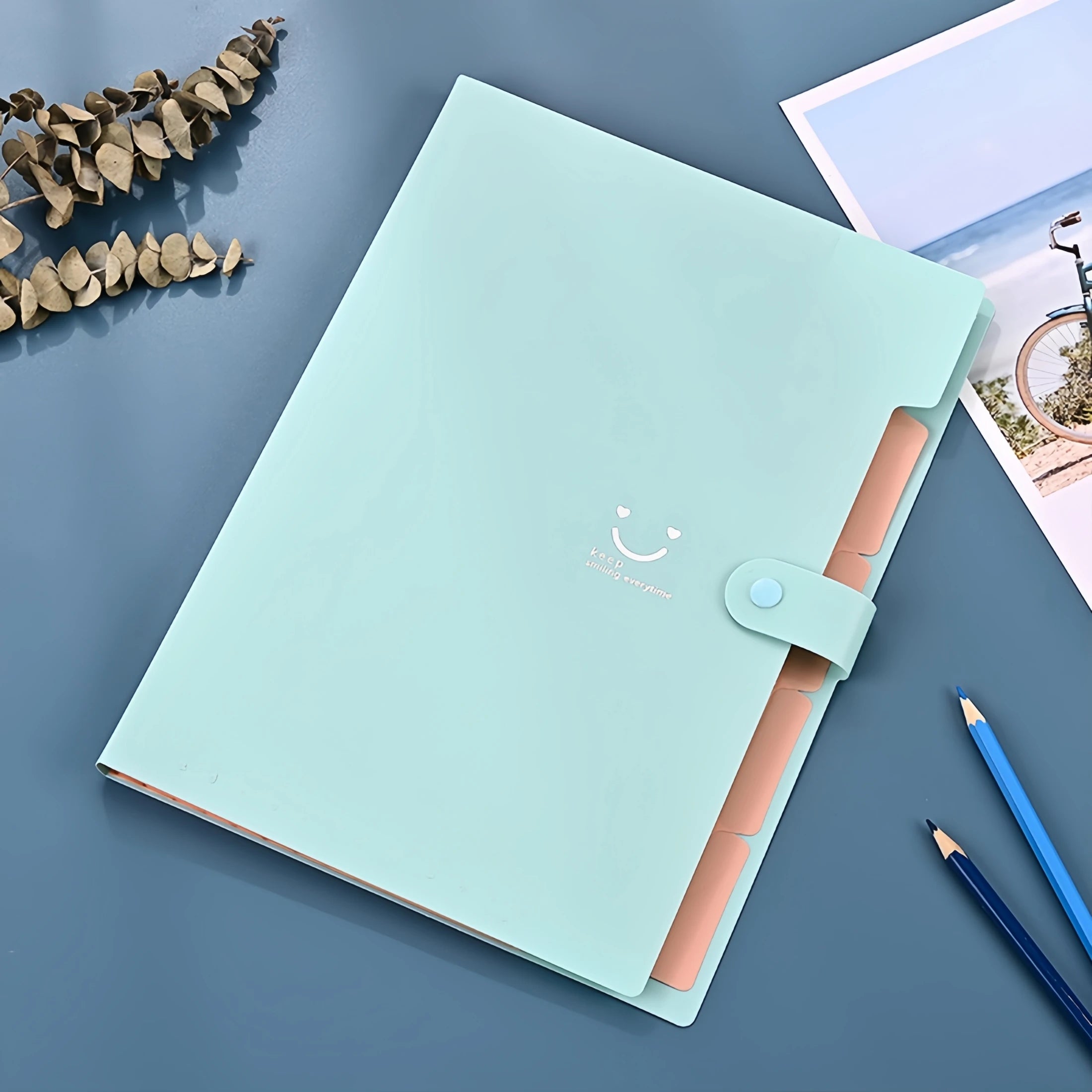 New Minimalist Accordion Bag For Cute And Smiling File Storage, With Multiple Layers.