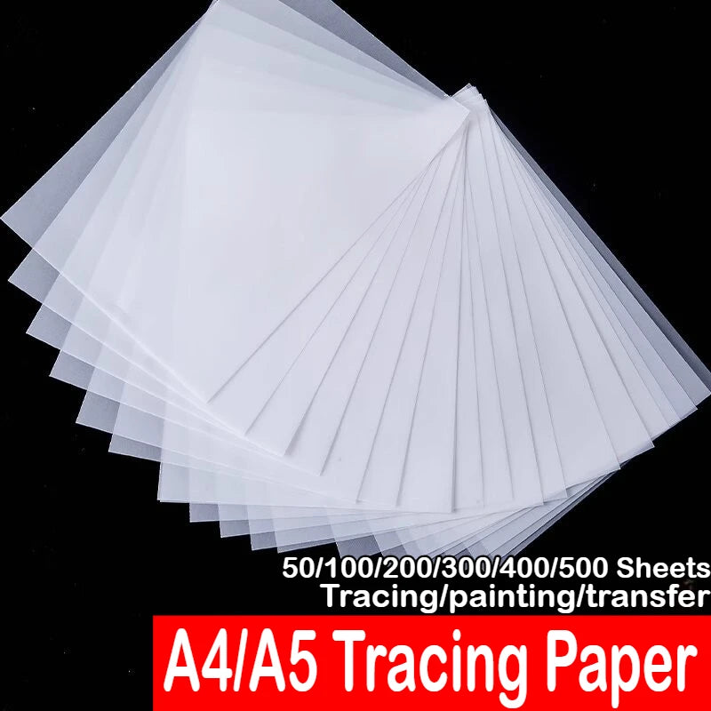 500/50 Sheets Tracing Paper A5 A4 White Translucent Sketching Papers Drawing For Drawing Art Paper Office School Art Supplies