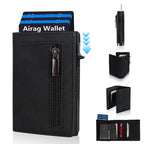 RFID Blocking Pop-up Minimalist Wallet for Men, Luxury Magnetic Leather Credit Card Holder, Unisex Slim Bank Cardholder Purse
