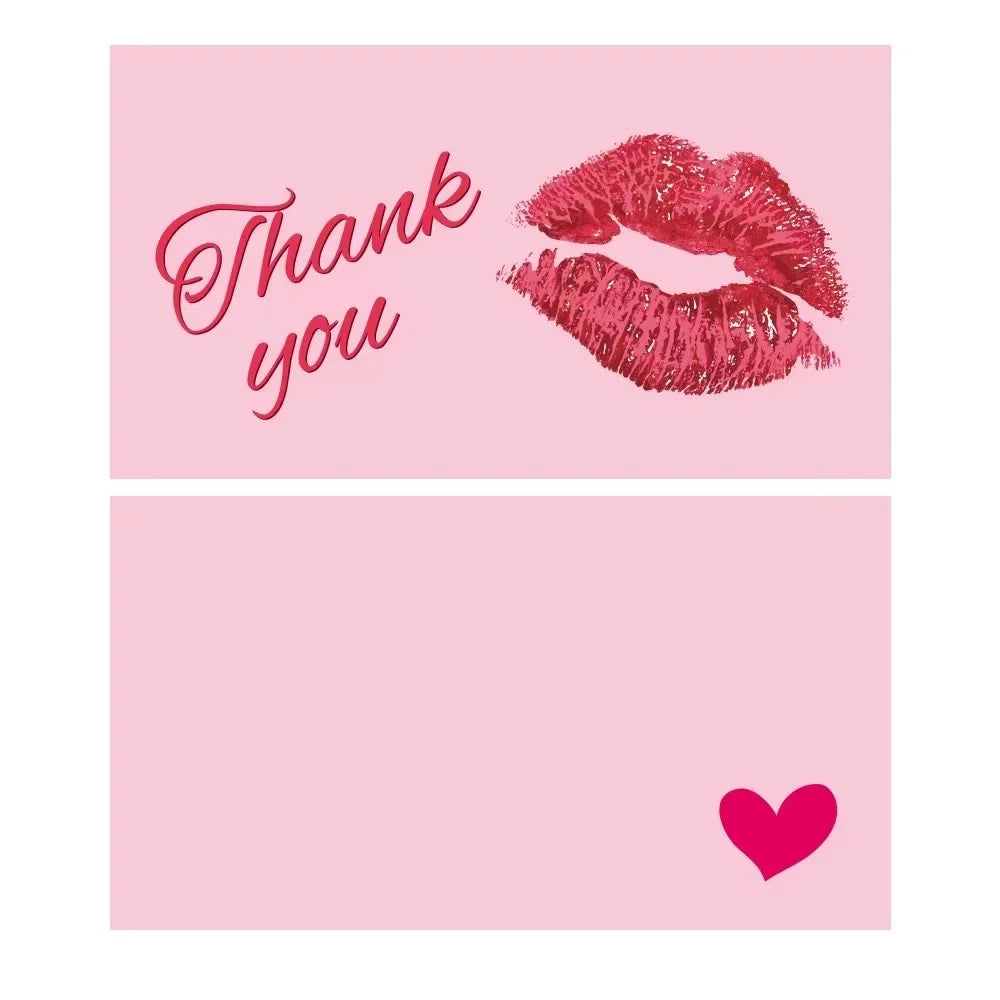 50pcs Pink Double Sided Thank You Cards for Small Business Gift Card Party Decoration Supplies Greeting Cards Package Decoration