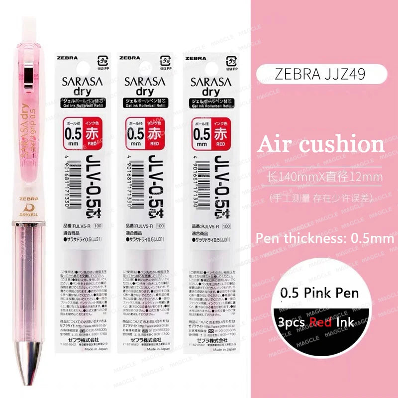 ZEBRA SARASA Dry airfitgrip Gel Pen 0.5/0.4mm Black Core Quick-Drying Smooth Writing Stylos boligrafo gel Stationery for school