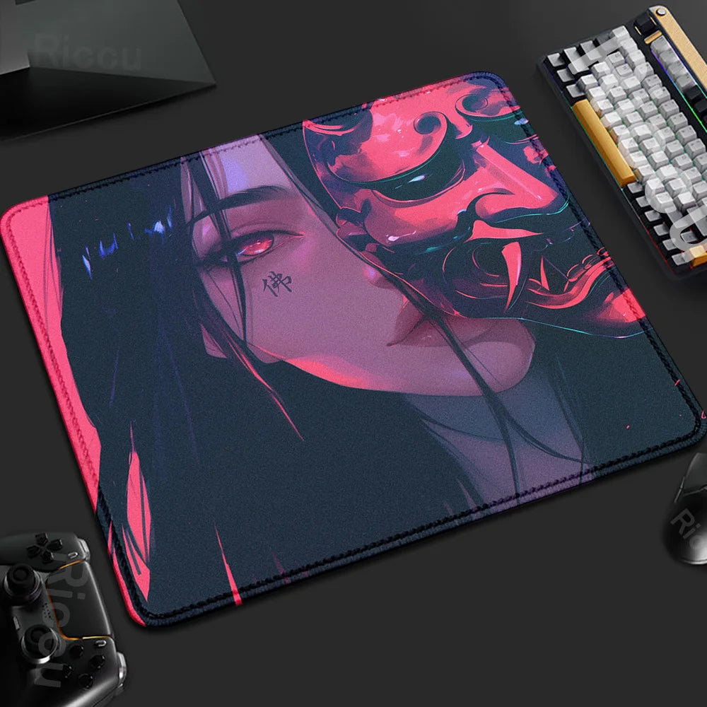 45x40CM Non-slip Mousepad Mask Girl Speed Table Pad E-Sports Keyboard Oni Mice Mat Game Professional Premium Suture Edge Deskmat