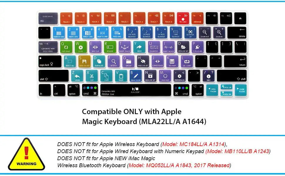Ableton Live Avid Pro Tools Final Cut Pro X PS Hotkey Functional Keyboard Cover US Layout for Magic Keyboard A1644 MLA22B/A