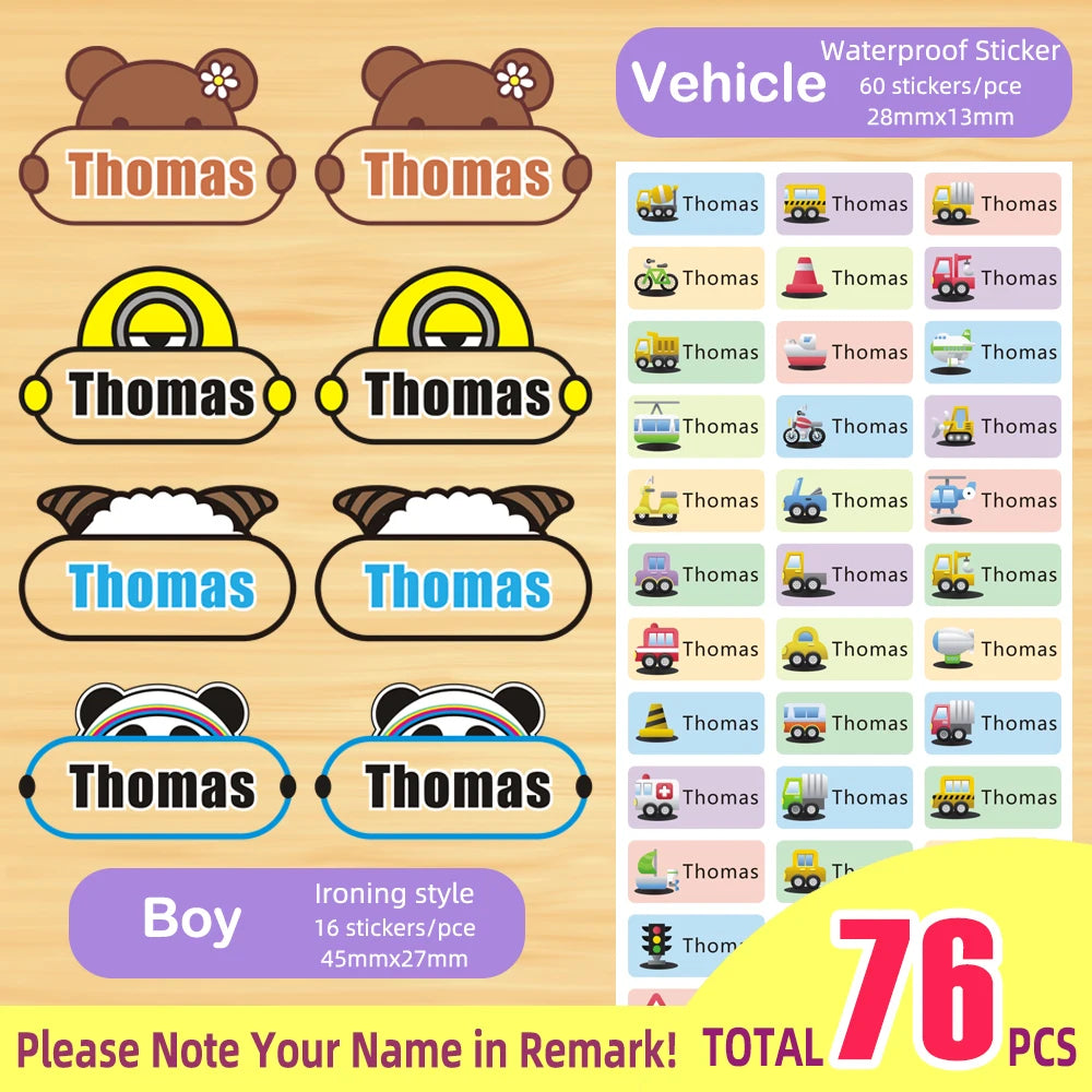 Custom Heat Transfers Name Sticker Personalized Washable Clothes Ironing Stickers Iron-on Labels Fabric Clothing Babysuit Tags