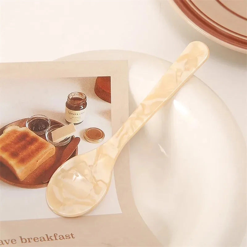 Acrylic Ice Cream Spoon Unbreakable Unique Pattern Tableware Spoon Cake Ice Cream Spoon Butter Cutter