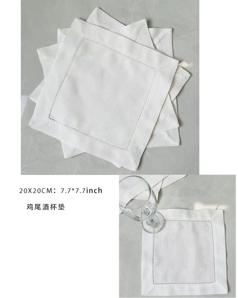 12pcs Table Napkins Wedding Party Dinner Table White Cloth Napkin Restaurant Home Napkins Cotton Linen Handkerchie 4 Size