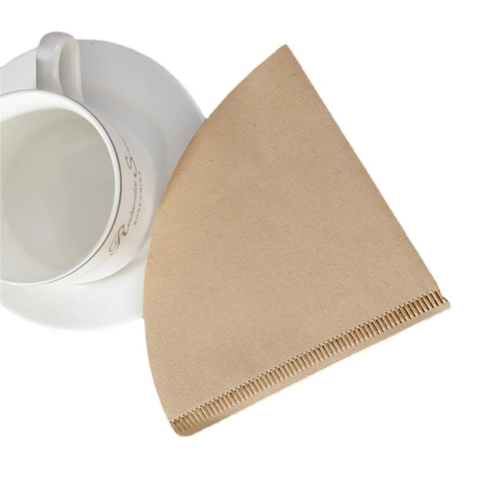 100pcs Coffee Filter Paper V-Shaped Wood Pulp Drip Paper Cone Coffee Strainer Bag Espresso Tea Infuser Accessories
