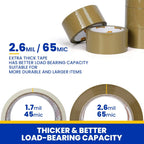 Low Noise Brown Packing Tape 72 Yards Extra Length,  Secure Sticky Brown Tape for Moving, Shipping, Sealing