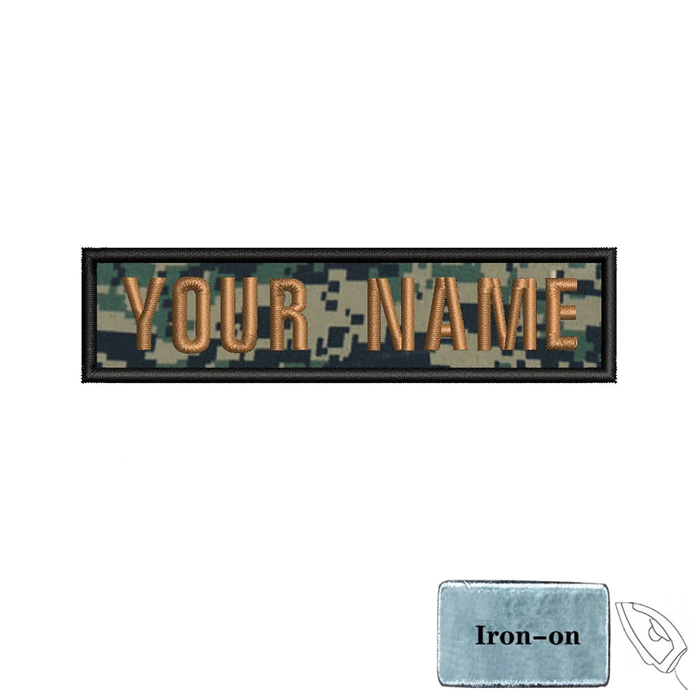 1PC 10cmX2.5cm Custom Personalized Name number Patch Stripes Badge tags chevrons Armband Iron On Or Hook Loop embroidered