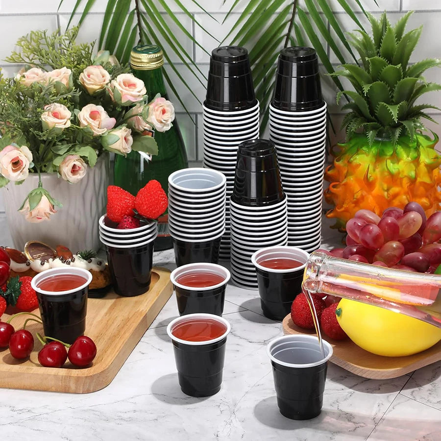 100pcs 2oz Plastic Shot Cups Mini Disposable Shot Glasses Small Party Cups For Wedding Graduation Whiskey Taste Serving Bulk Pac