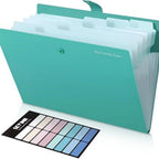 7-Pocket Expanding File Folder, Accordion Document Organizer | Professional Portable Paper Receipt Holder with Labels for Office Home Business, Letter/A4 Size Green