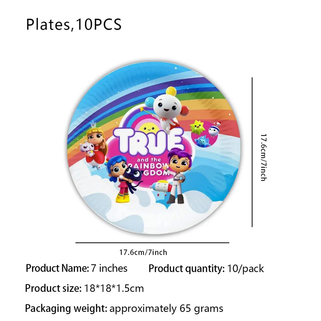 True Rainbow Kingdoms Birthday Party Decoration Disposable Tableware Balloons Paper Plate Napkins kids Baby Shower Supplies
