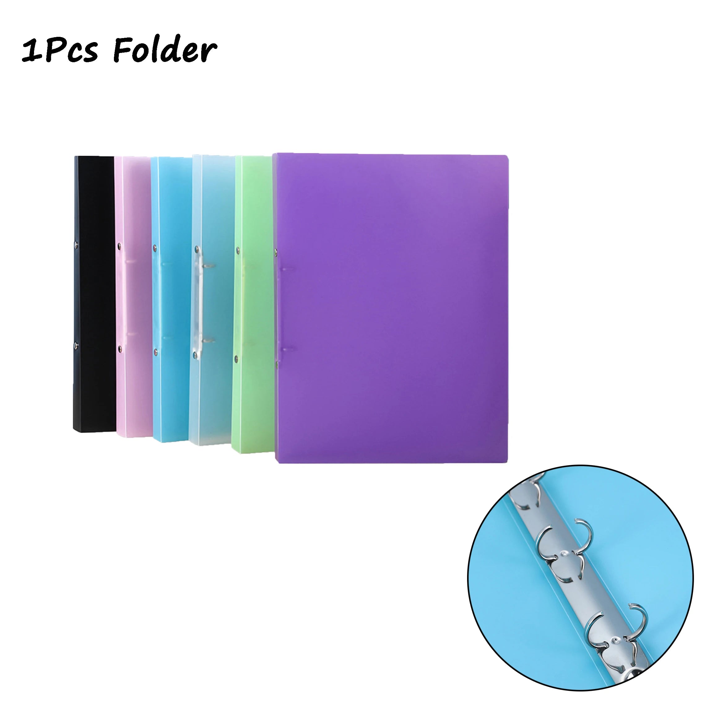 1PCS A4 Perforated Folder Candy-Colored Transparent O-shaped 2-hole, 3-hole, 4-hole Waterproof File Folder Binder