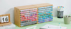 Ohuhu Bamboo Marker Organizer Wooden Desktop Storage Hold 126 Markers Pens Pencils Art Brushes Stationary Organizer Pen Holder