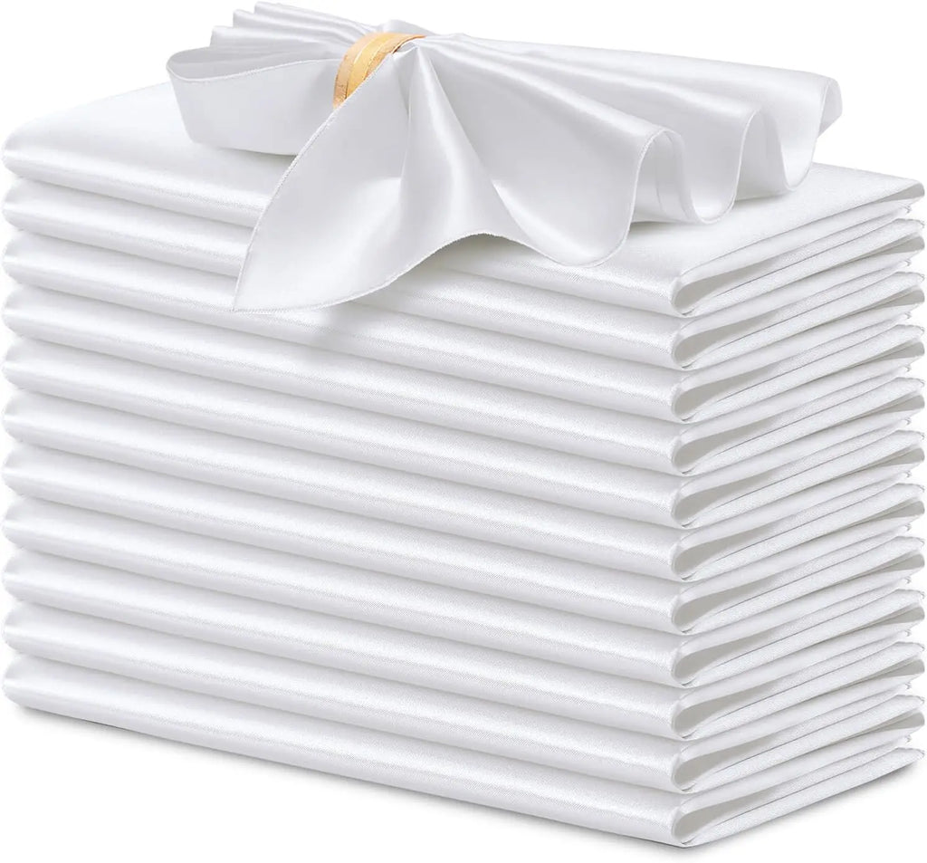 12PCS Red Satin Napkins 30x30cm, Silky Soft Smooth Washable Napkins for Restaurant, Weddings, Dinner, Party,Christmas Decoration