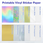 10 Sheets Printable Vinyl Sticker Paper Self-adhesive A4 Copy Paper DIY Holographic Transparent White Labels for Inkjet Printer