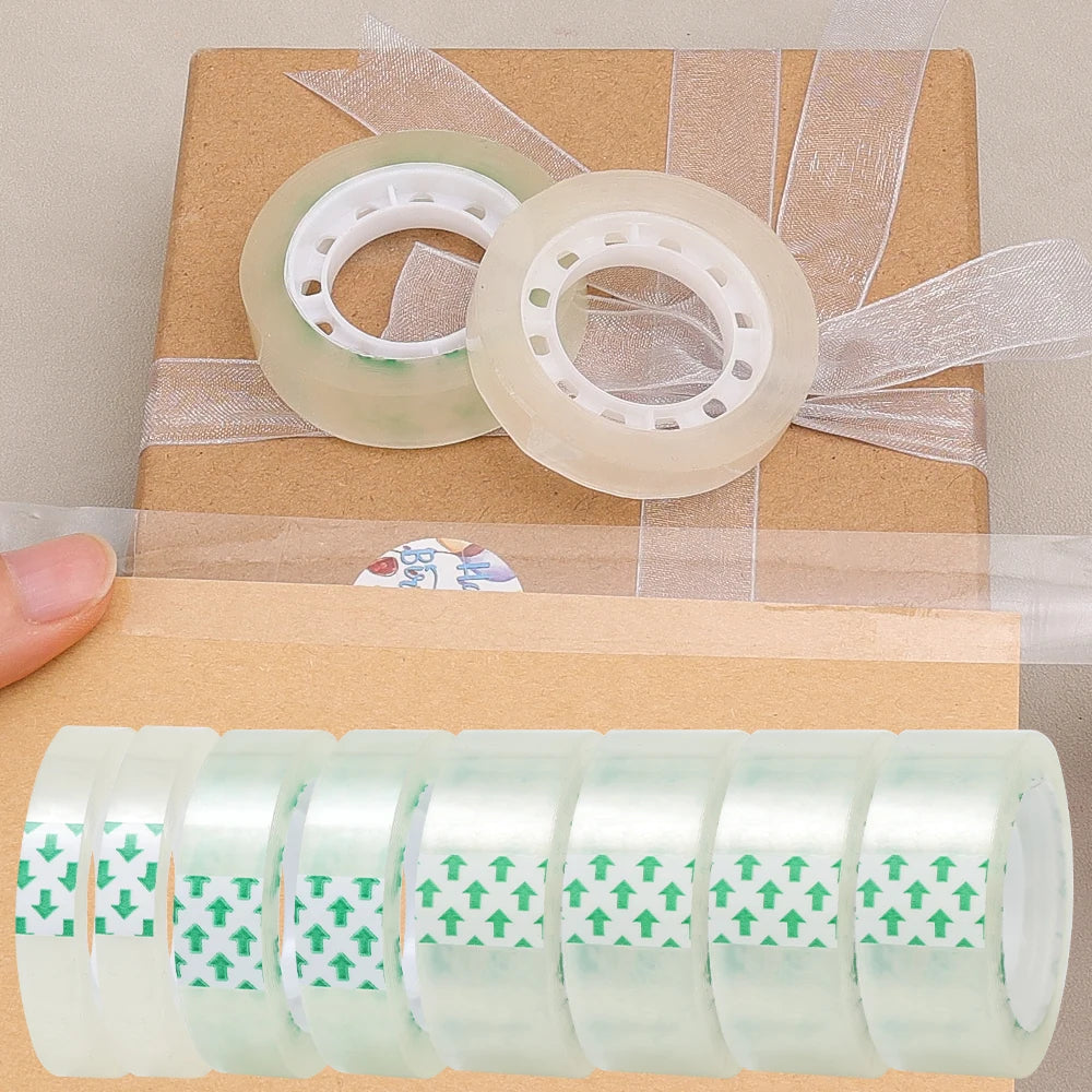 20-1Roll Transparent Adhesive Tape 0.8cm 1.2cm 1.8cm Width Strong Clear Sealing Tape for Office School Home Packaging Stationery