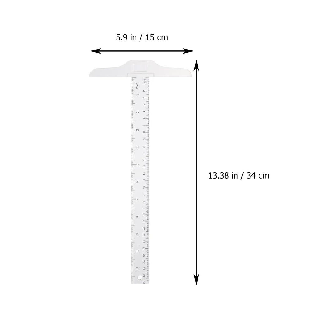 2Pcs General Layout Ruler Plastic T-Square with Accurate Scales for School Art Office Measuring Needs Plastic T Shape Ruler