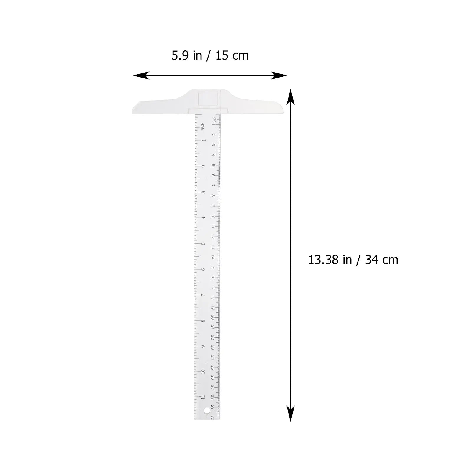 2Pcs General Layout Ruler Plastic T-Square with Accurate Scales for School Art Office Measuring Needs Plastic T Shape Ruler