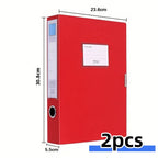 2pcs A4 Colorful File Boxes, Foldable Folder Organizers, Large Capacity for Financial Vouchers with Side Labels, Office Supplies